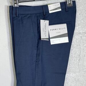 Perry Ellis Men's ModFit Stretch Resolution Pants Navy Birdseye 30x30 $95